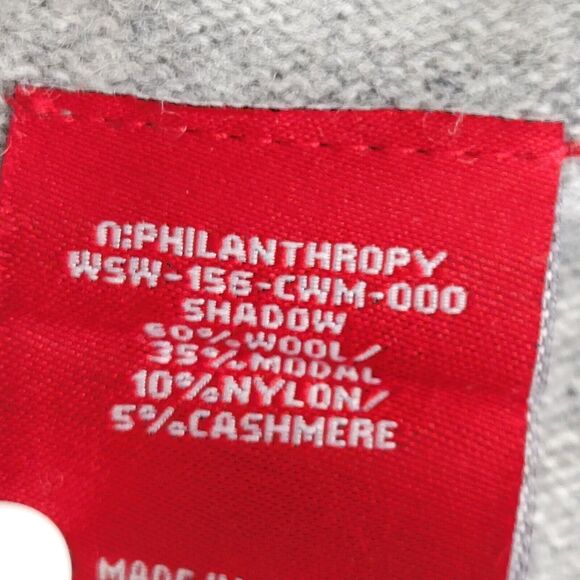 N:Philanthropy Distressed Cardigan Tunic Sweater XS S Gray Wool Modal Cashmere - Picture 8 of 9